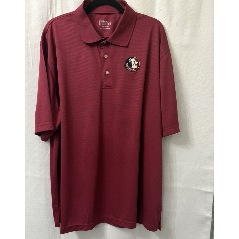 PGA Tour PulloverGolf Shirt Floria Seminoles Short Sleeve Size 2XL Maroon